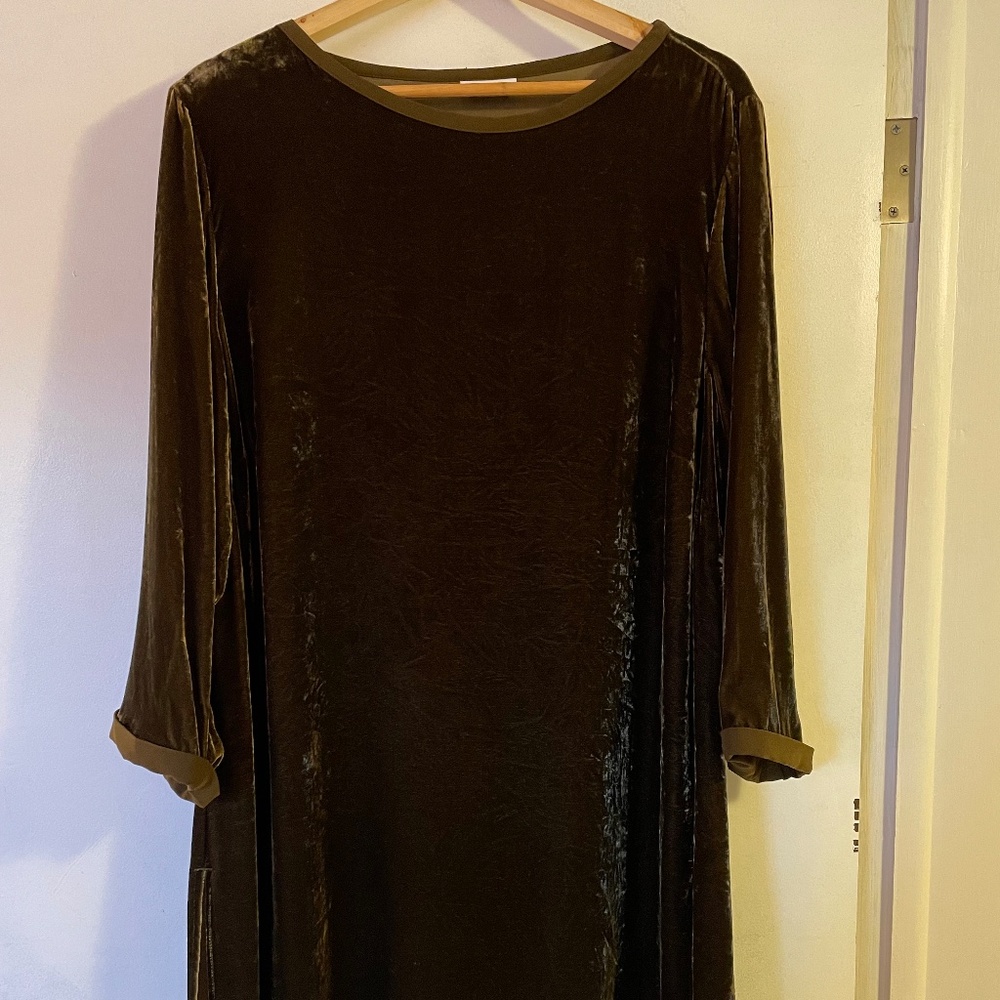 J. Jill Velvet Dress in Rich Olive Green